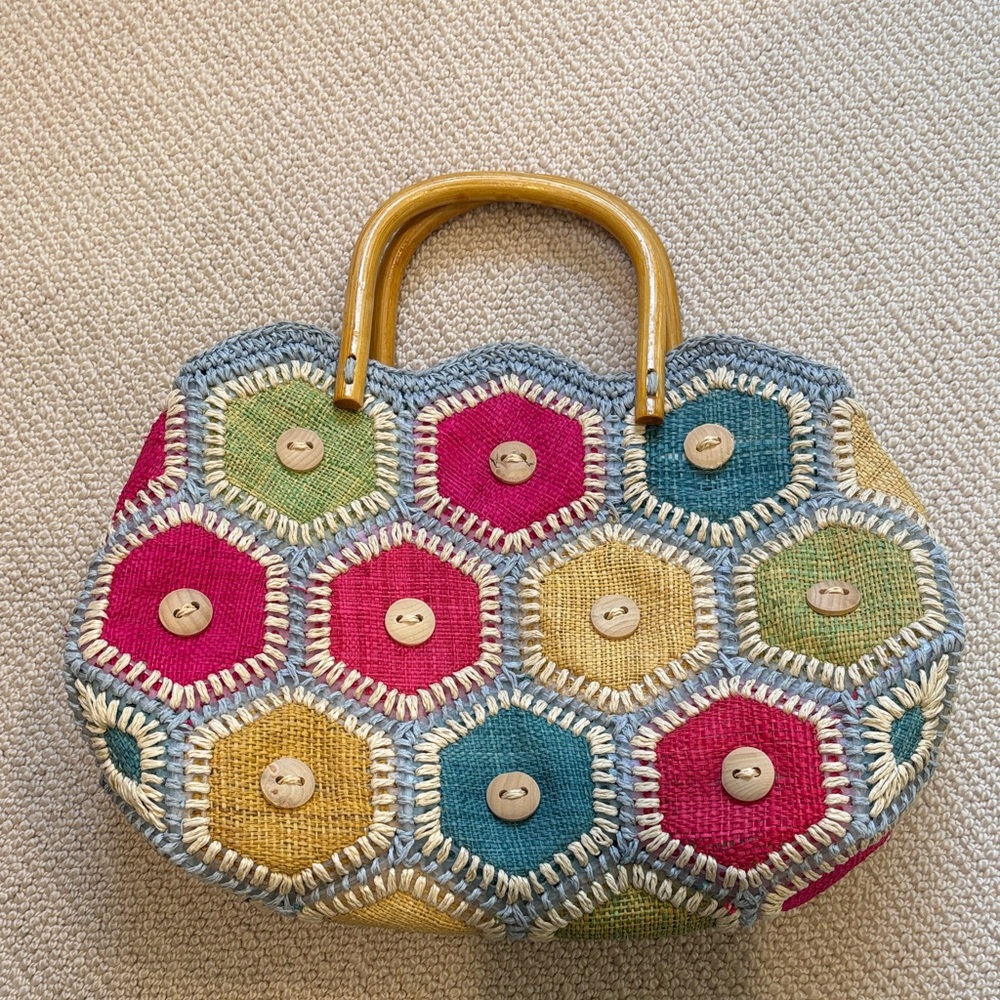 Vintage, colorful Kulanui of Hawaii hand bag
